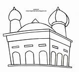 Mewarnai Ibadah Tempat Masjid Kartun Agama sketch template
