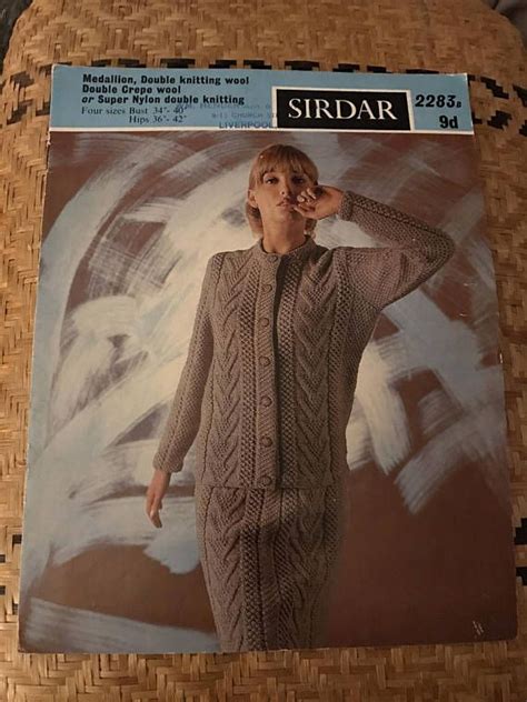 sirdar 2283b aran suit 1960s vintage knitting pattern english etsy