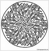Mandala Pages Coloring Leaves Color Printable sketch template