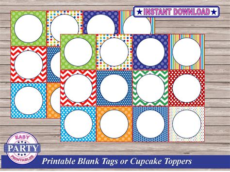 colorful blank circle tags instant