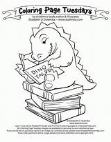 Coloring Library Book Pages Colouring Week National Reading Elizabeth Cliparts Tuesday Open Dulemba Sheets Visits Mary Monsters Dinosaur Theme Popular sketch template