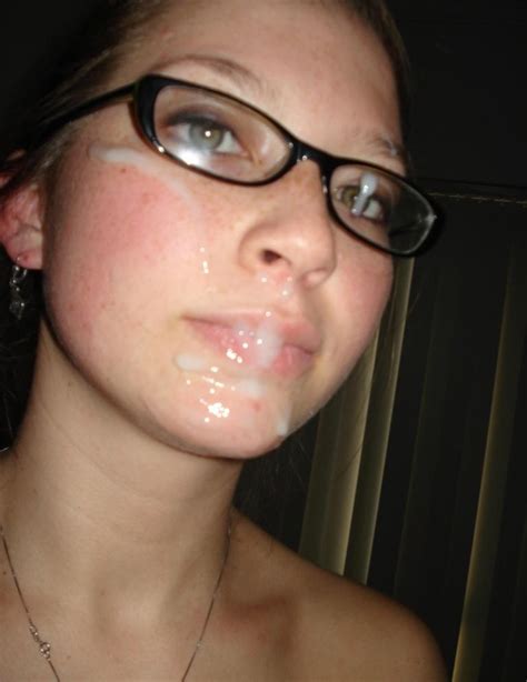 Cum On Her Glasses From R Facials Girls With Glasses