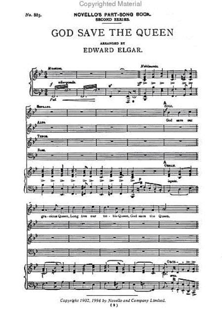 God Save The Queen By Edward Elgar 1857 1934 Octavo Sheet Music For