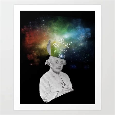 albert einstein   rainbow galaxy art print  therandom society httpssocietycom