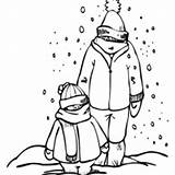 Season Winter Father Coloring Son Outfit Complete Netart Seasons sketch template