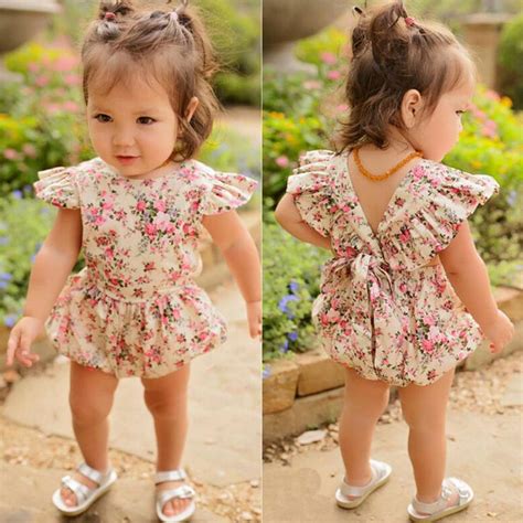 newborn infant kids baby girls floral romper jumpsuit outfit playsuit clothes cotton fabric skin