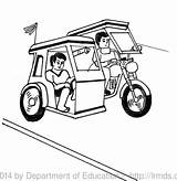 Tricycle Philippine Drawing Clipart Driver Getdrawings Jeepney sketch template