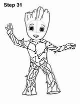 Groot Coloring Baby Marvel Pages Draw Printable Galaxy Guardians Sketch Drawing Template Step Little Am Pen Drawings Body Kids Easydrawingtutorials sketch template