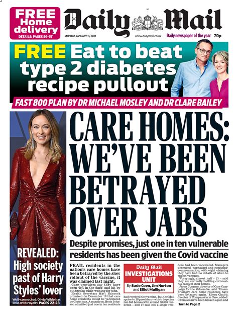 daily mail front page   january  tomorrows papers today