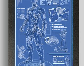 iron man suit blueprints   ryanhuddle  etsy