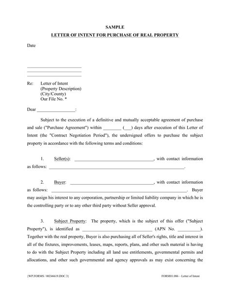 letter  intent  purchase land fill   forms