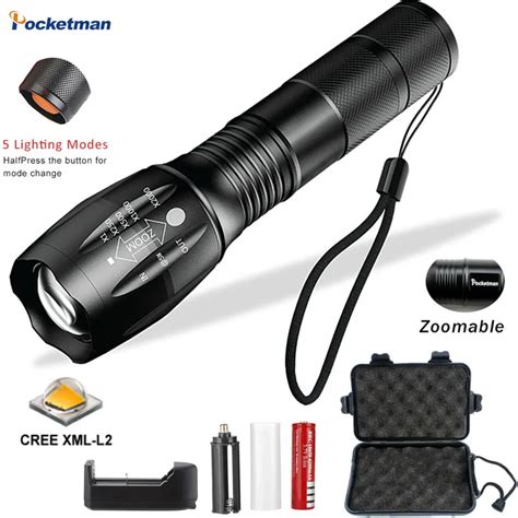 led tactische zaklamp zaklamp  lumen draagbare ultra bright zoomable voor camping