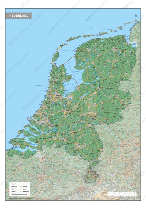 nederland kaart natuurkundig  kaarten en atlassennl