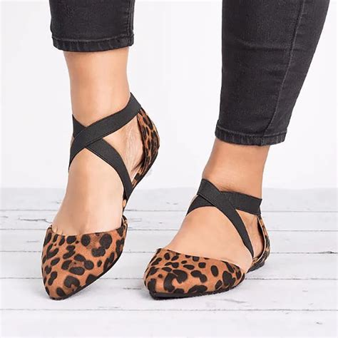 women flat shoes leopard print fashion pointed toe flat casual flat single shoes xtn  womens