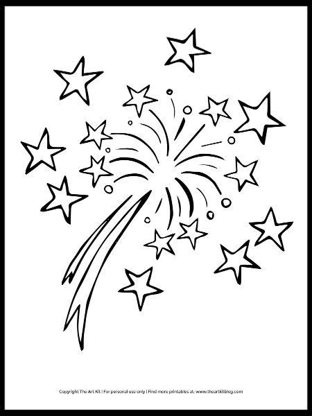 fireworks coloring page celebrate    july   years