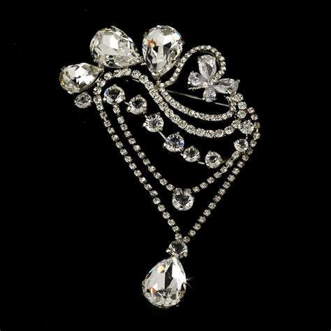 stunning rhinestone vintage swirl flair bridal brooch pin brooch 45