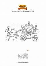 Ausmalbild Kutsche Carrozza Pferd Prinzessin Cavallo Principessa Caballo Carruaje sketch template