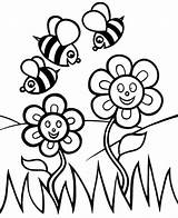 Coloring Bee Pages Flower Spring Printable Bees Flowers Kids Color Attitudes Sheet Templates Template Getcolorings sketch template