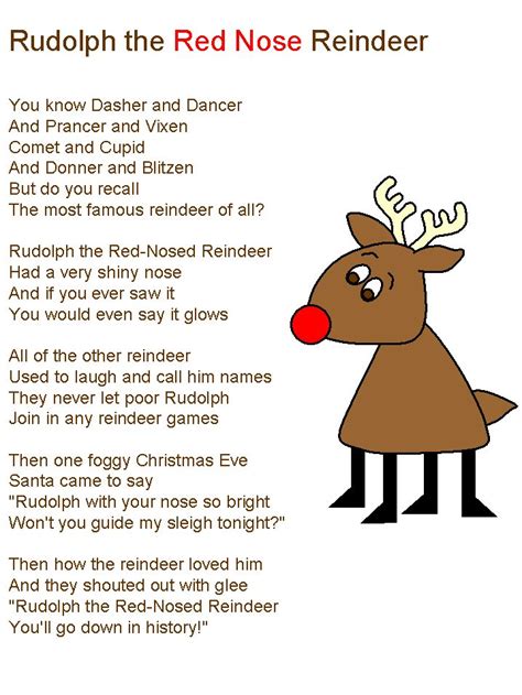 words  rudolph  red nosed reindeer printable printable word