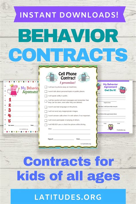 printable behavior contracts charts encourage  clients