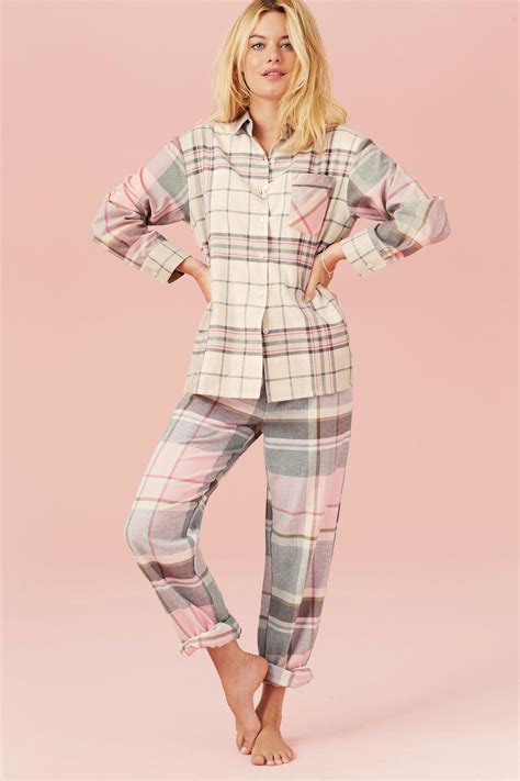 buy pink check flannel pyjamas from the next uk online shop pajamas