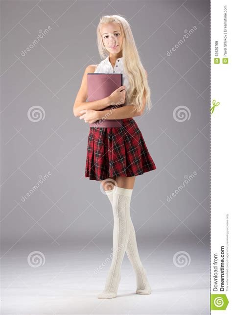 Lovely Girl In Plaid Short Skirt Stock Image Image Of