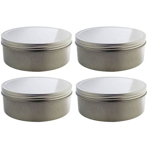silver metal tin containers  screw top twist lids  oz  pack