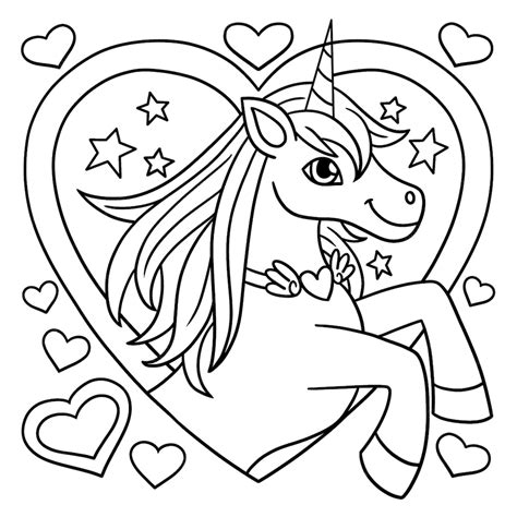 premium vector unicorn   heart coloring page  kids