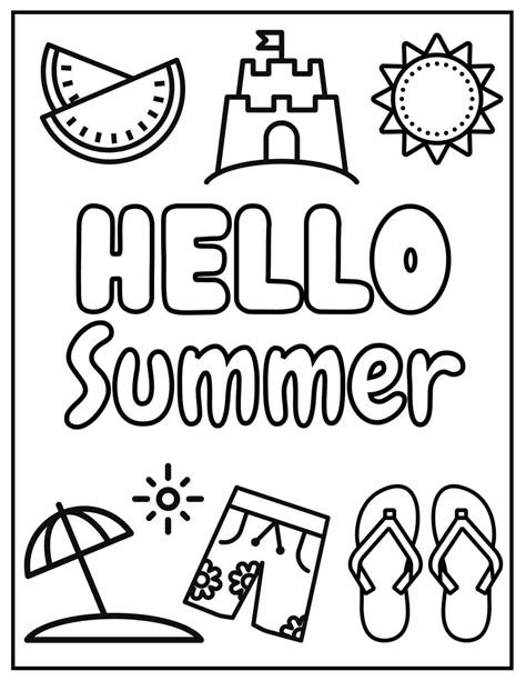 summer coloring pages  kids printable home interior design