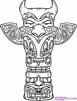 Totem Pole Native American Draw Coloring Drawing Pages Totems sketch template