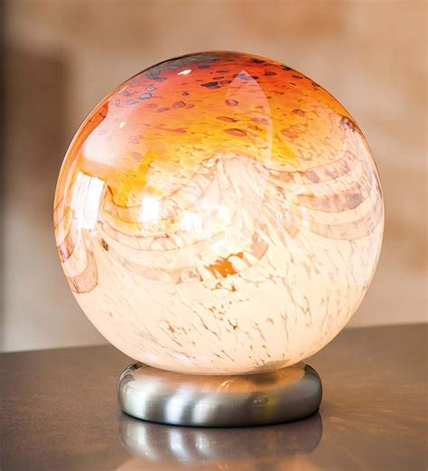 White And Amber Hand Blown Glass Lamp Wind And Weather