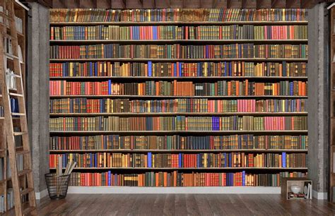 Wallpaper Mural Library With Old Books Muralunique