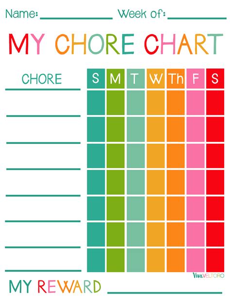 printable chore charts  kids viva veltoro