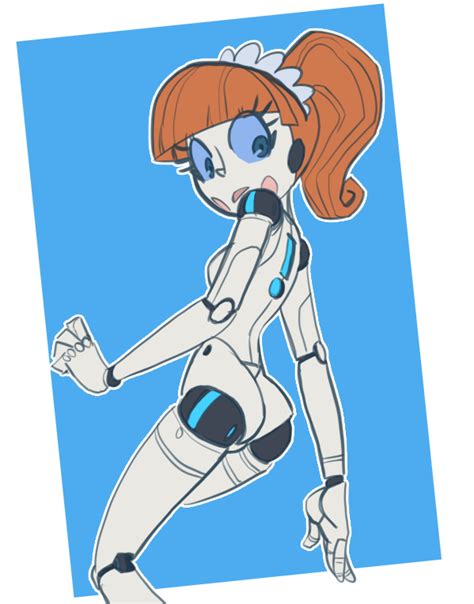 rule 34 1girls ass blue eyes brown hair emmy the robot looking back