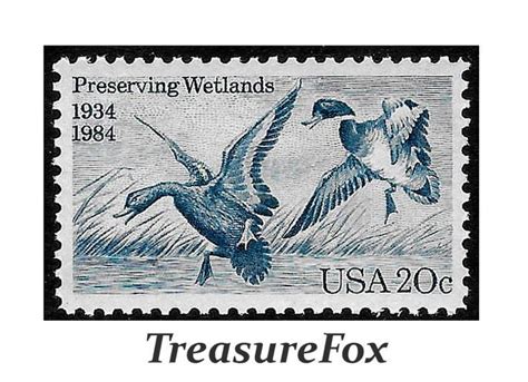 pack   stamps  preserving wetlands vintage unused etsy vintage postage stamps