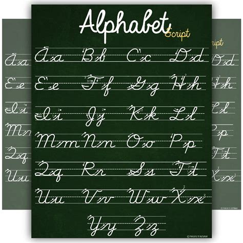 abc cursive script alphabet poster standard size chart laminated teaching classroom decoration