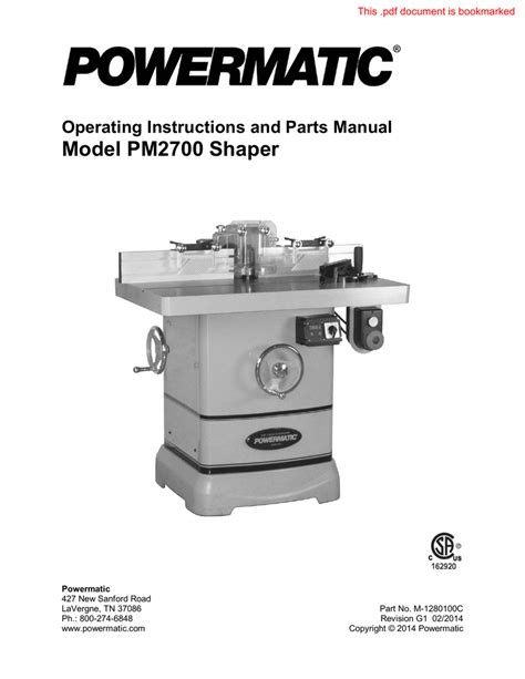 Powermatic Shaper Pm2700 Owners Manual Manualzz