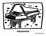 Harpsichord Coloring Pages Instrument Music sketch template