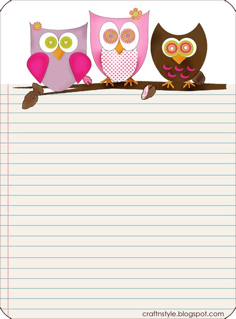 owl border lined paper