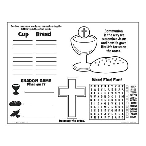 printable  holy communion preparation worksheets printable
