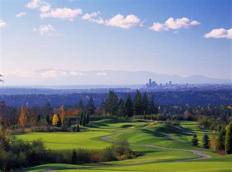 newcastle golf club  beautiful view  downtown seattle  olympic