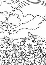 Nature Coloring Pages Scenes Getcolorings Printable sketch template