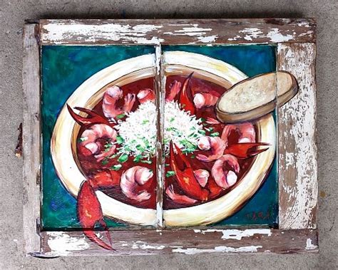 Seafood Gumbo Art Window Architectural Salvage In Recent Artwork