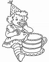 Cake Coloring Girl Birthday Eat Pages Chocolate Little Drawing Netart Color Getdrawings sketch template