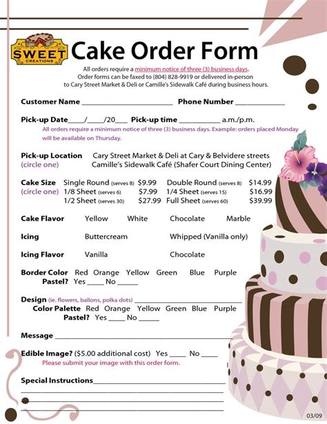 pin order forms cake cake  pinterest cake business cake cake pricing