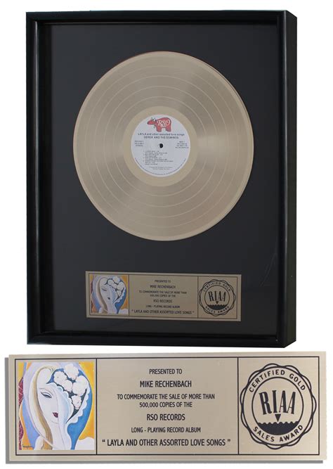 Lot Detail Eric Clapton Riaa Gold Record Award For 1970 Album Layla