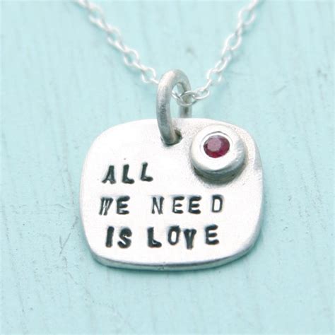 ruby necklace love quote necklace all we need is love handmade