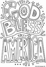 Coloring Bless God Pages America July 4th Doodle Printable Independence Print Color Christian Religious Crafts sketch template