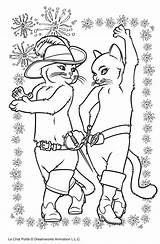 Puss Boots Coloring Kids Pages Print Cute Animation Characters sketch template