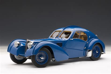 bugatti type  atlantic blue  blue metal wire spoke wheels autoart